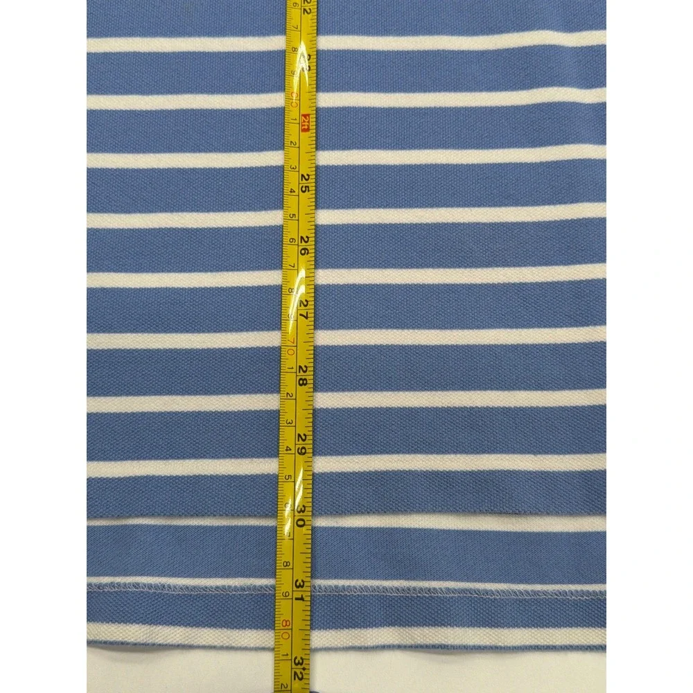 Polo Ralph Lauren Mens XL Blue White Striped Short Sleeve Pique‎ Polo Shirt Logo